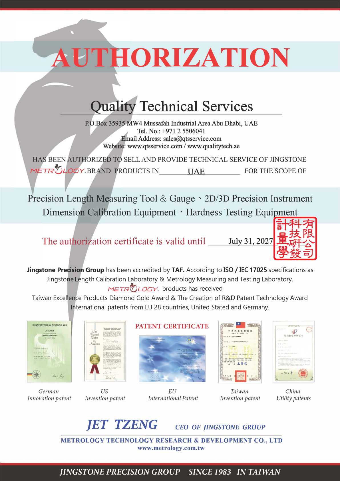 Metrology - QTS Authorization Letter-min